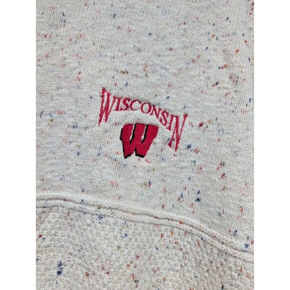 Vintage Lee Sport Womens Cream Speckled Wisconsin Badgers Crew Neck Sweater Sz L - Picture 5 of 16
